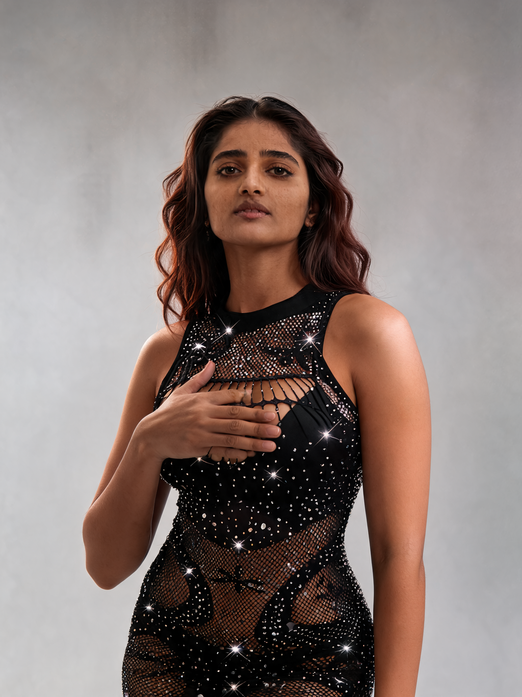 Rhinestone Fishnet Bodysuit