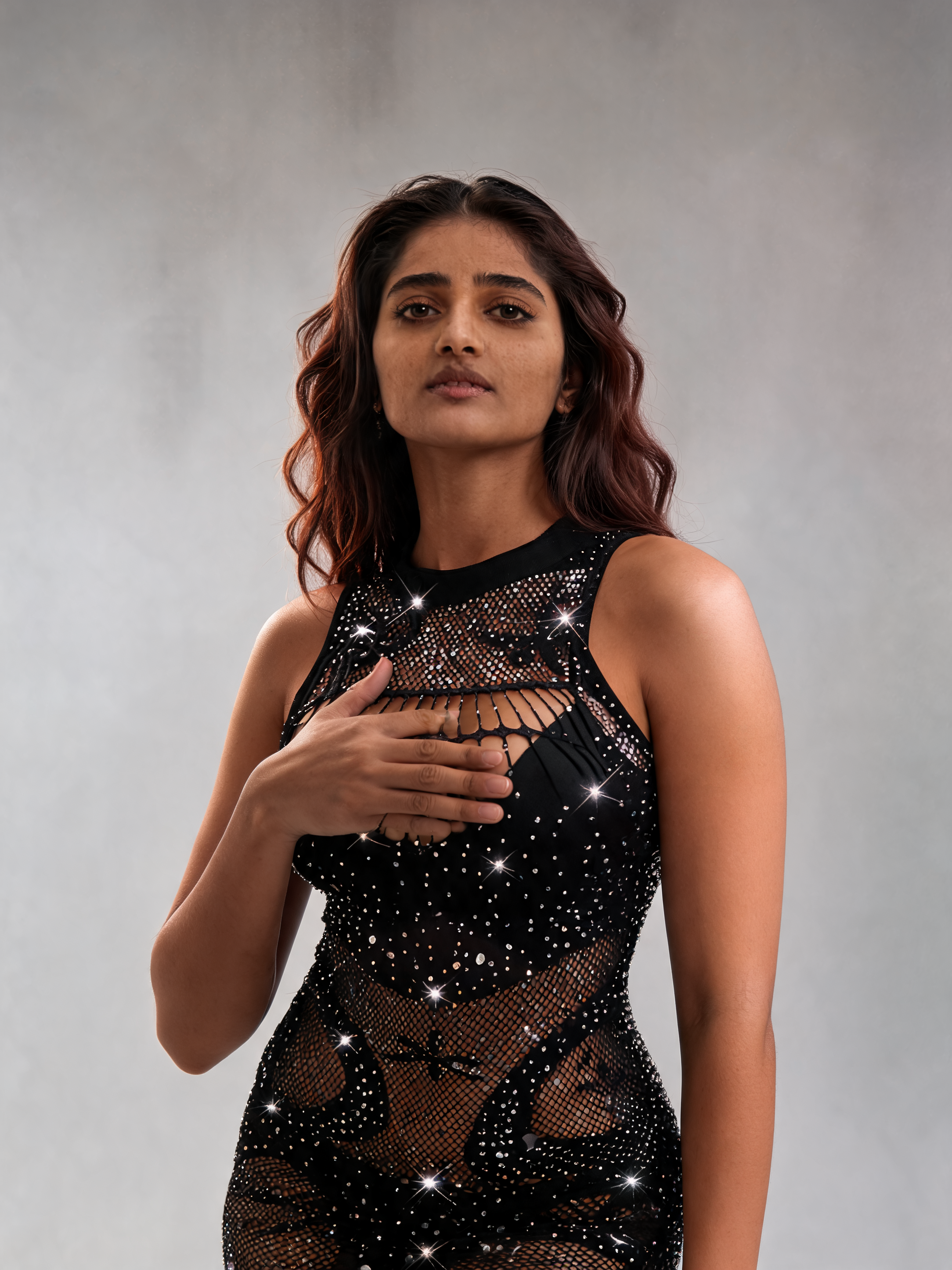 Rhinestone Fishnet Bodysuit