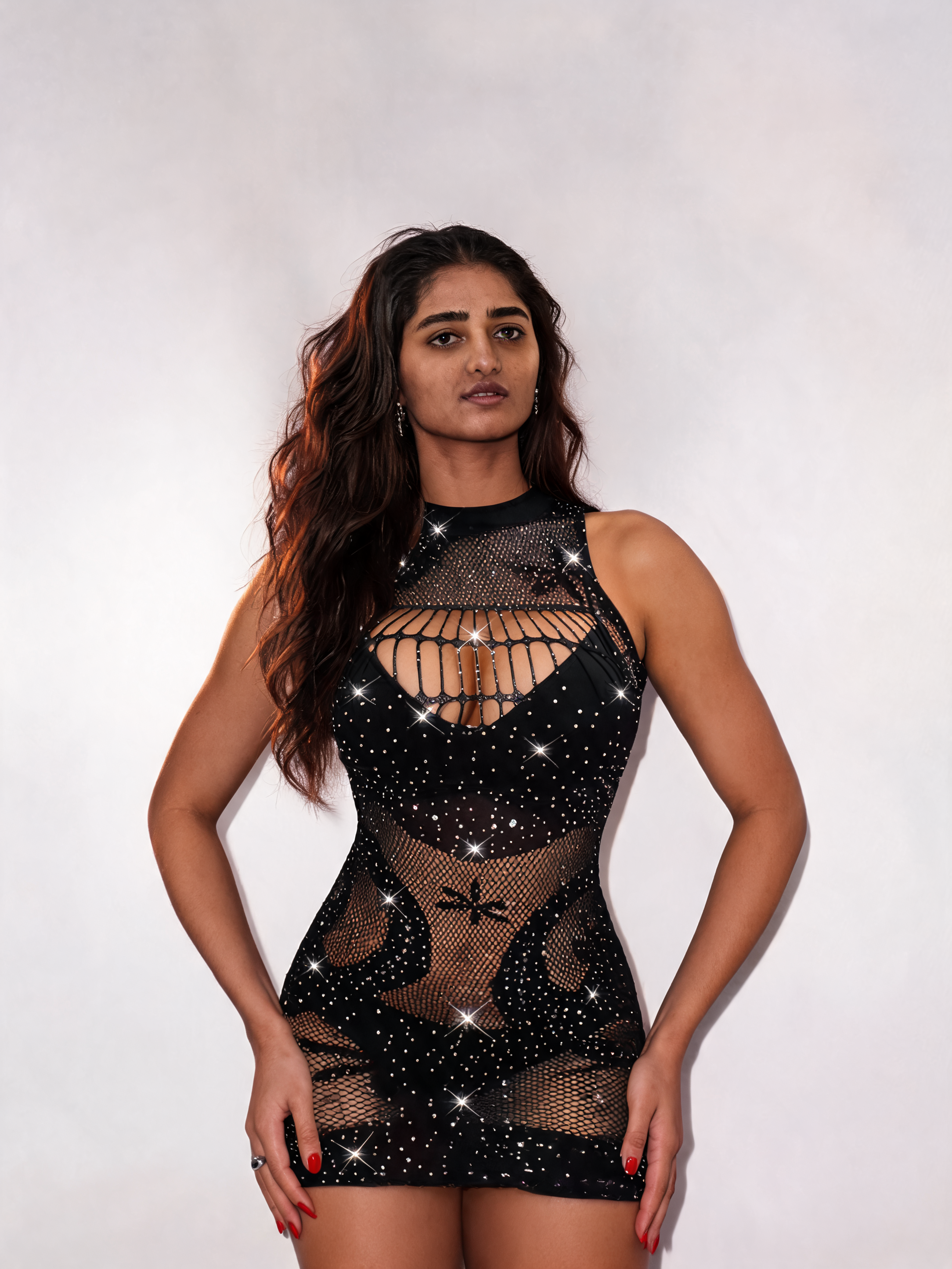 Rhinestone Fishnet Bodysuit