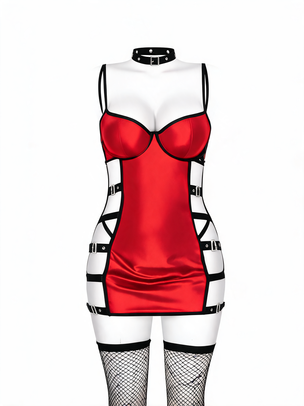 Red Strappy Satin Mini Dress