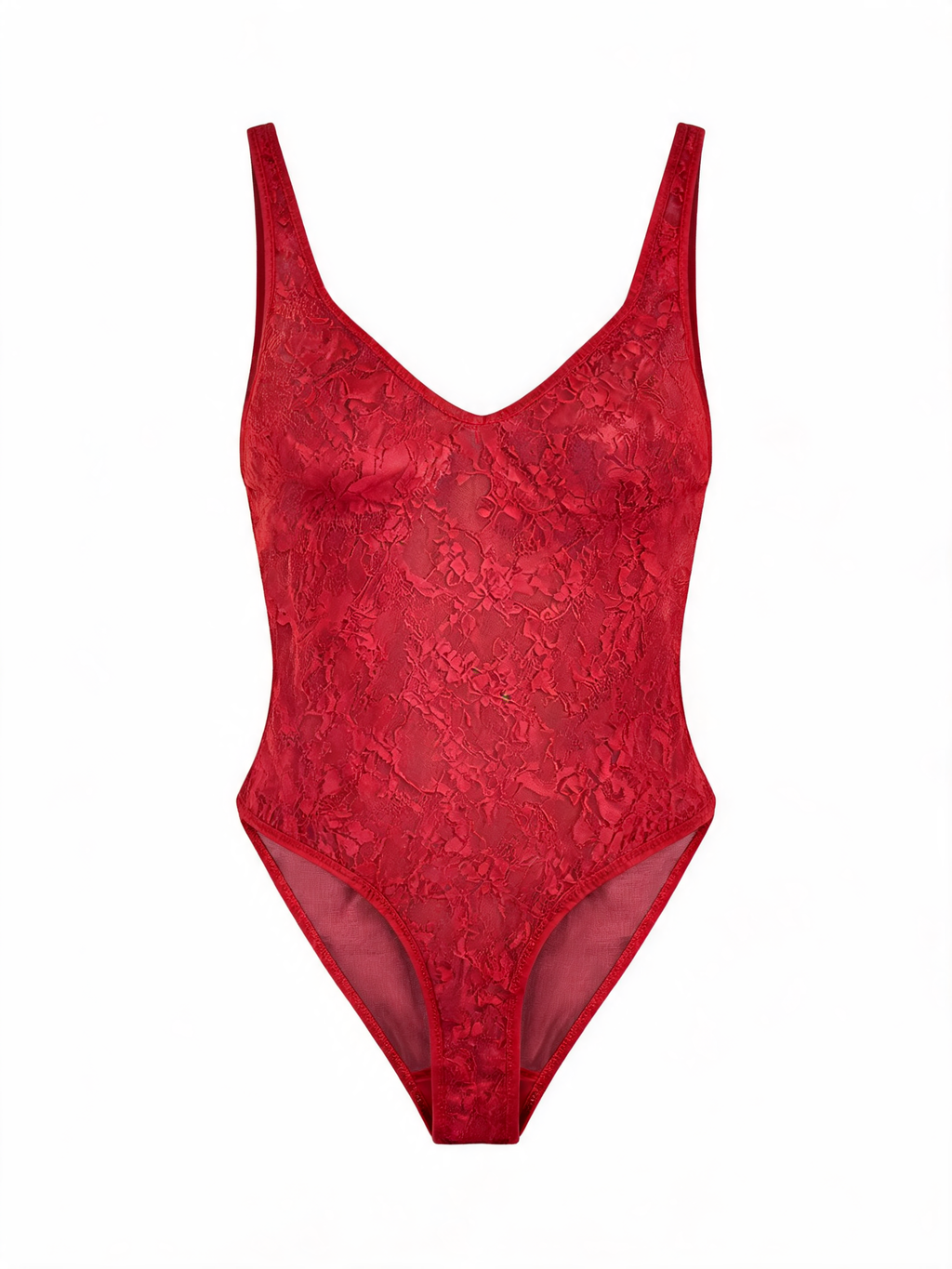 Red Floral Lace Bodysuit