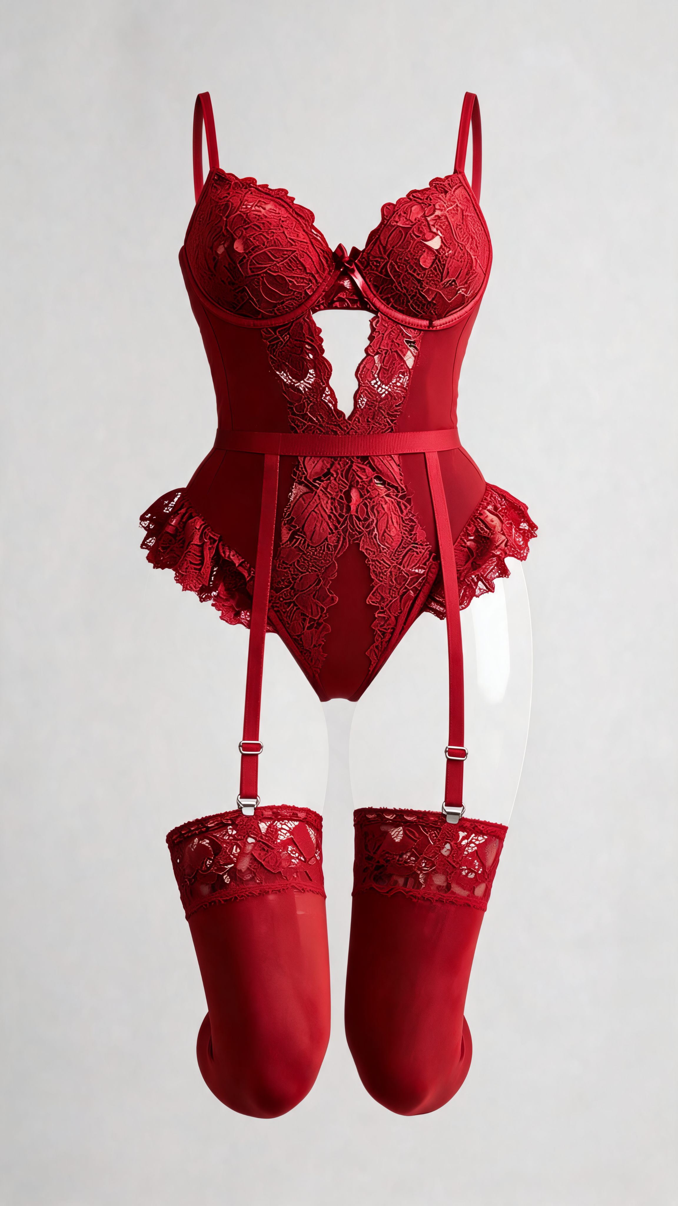 Crimson Lace Garter Teddy