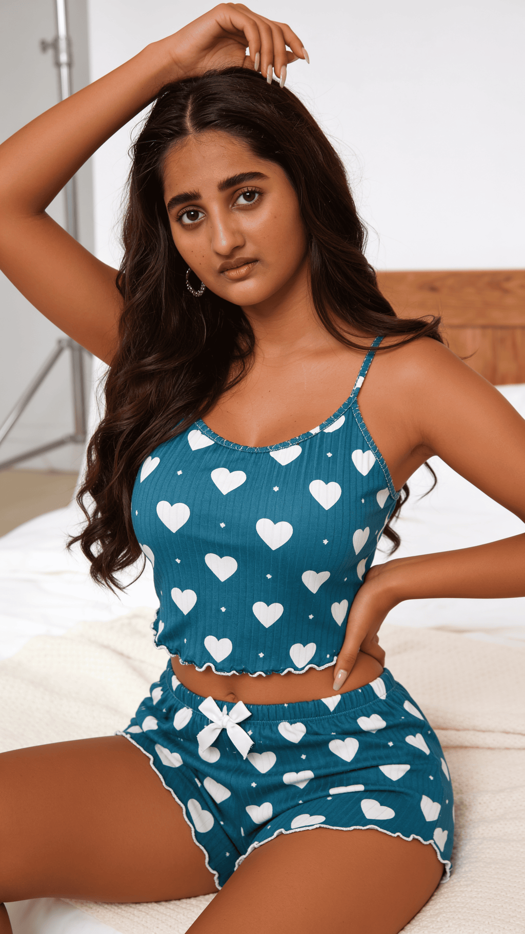Heart Scatter Ribbed Short Set
