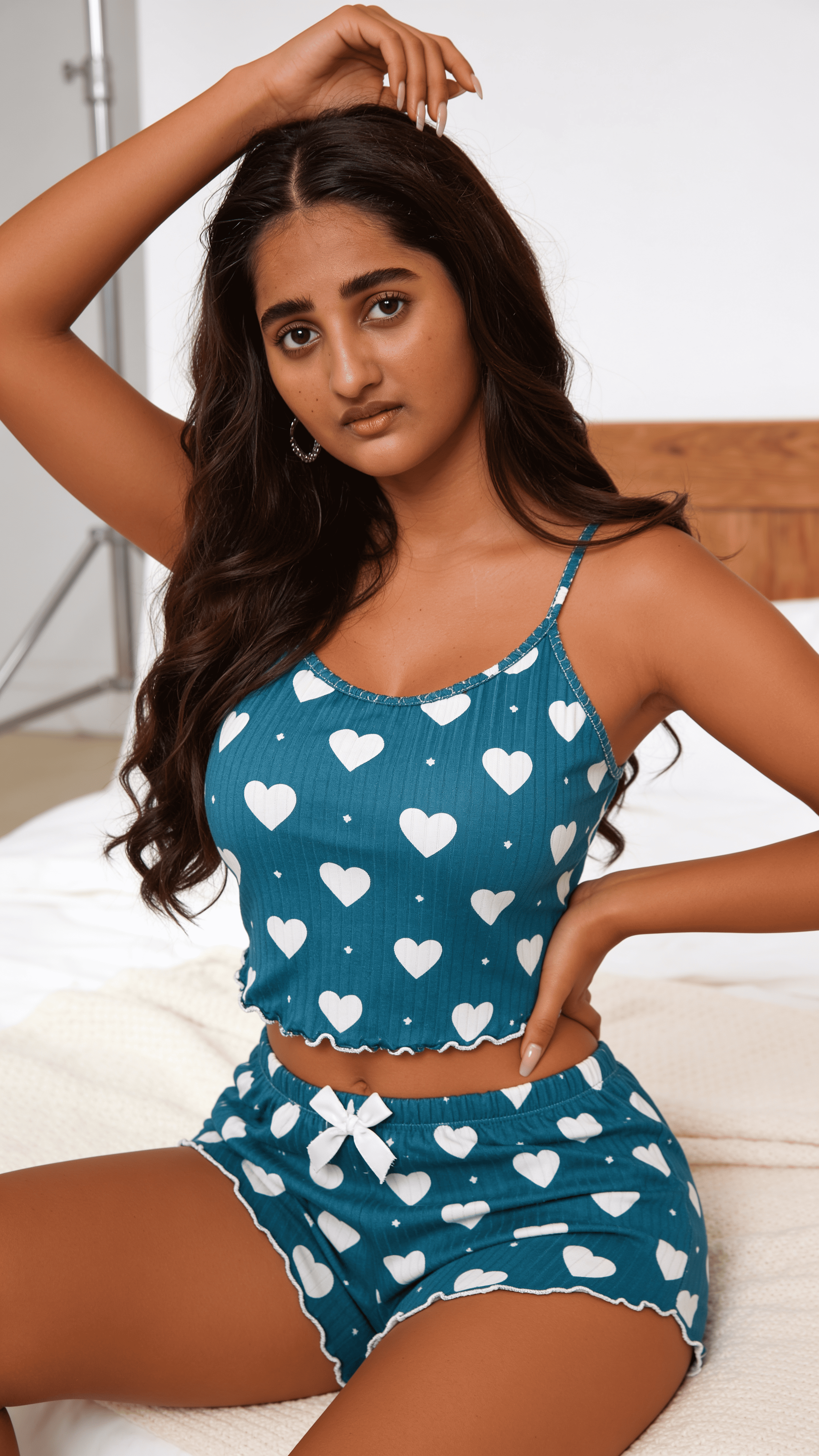 Heart Scatter Ribbed Short Set