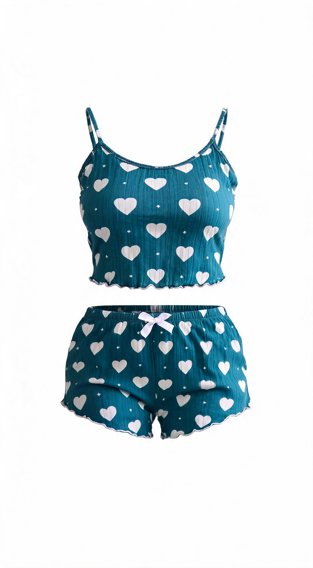 Heart Scatter Ribbed Short Set
