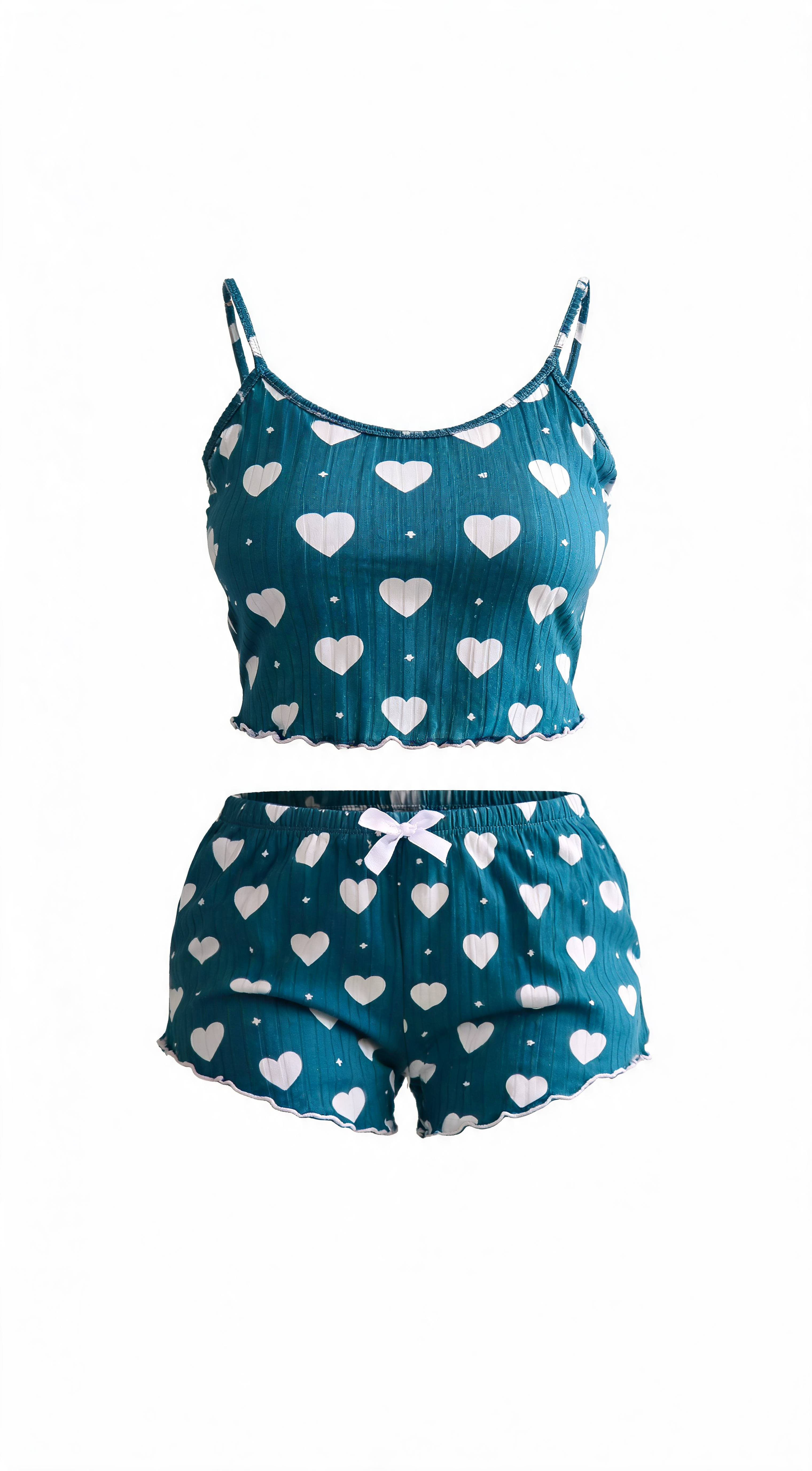Heart Scatter Ribbed Short Set