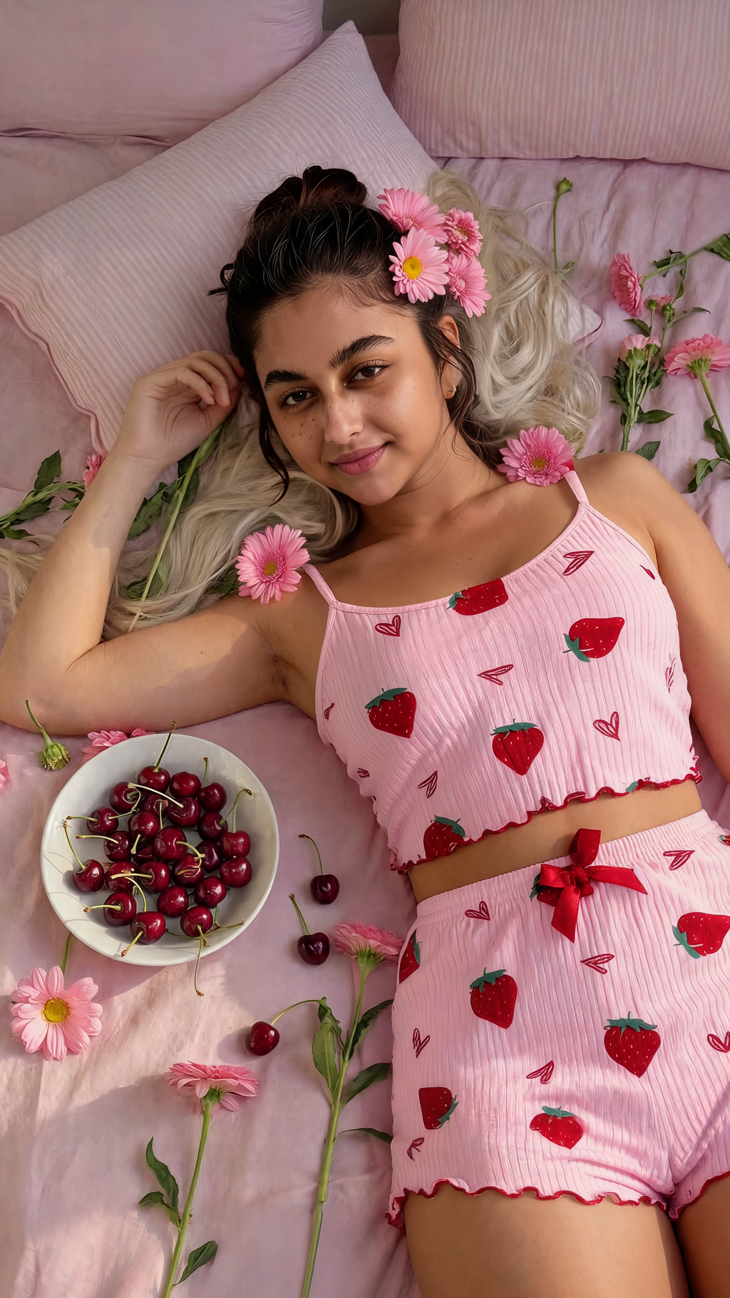Pink Strawberry Sleep Set