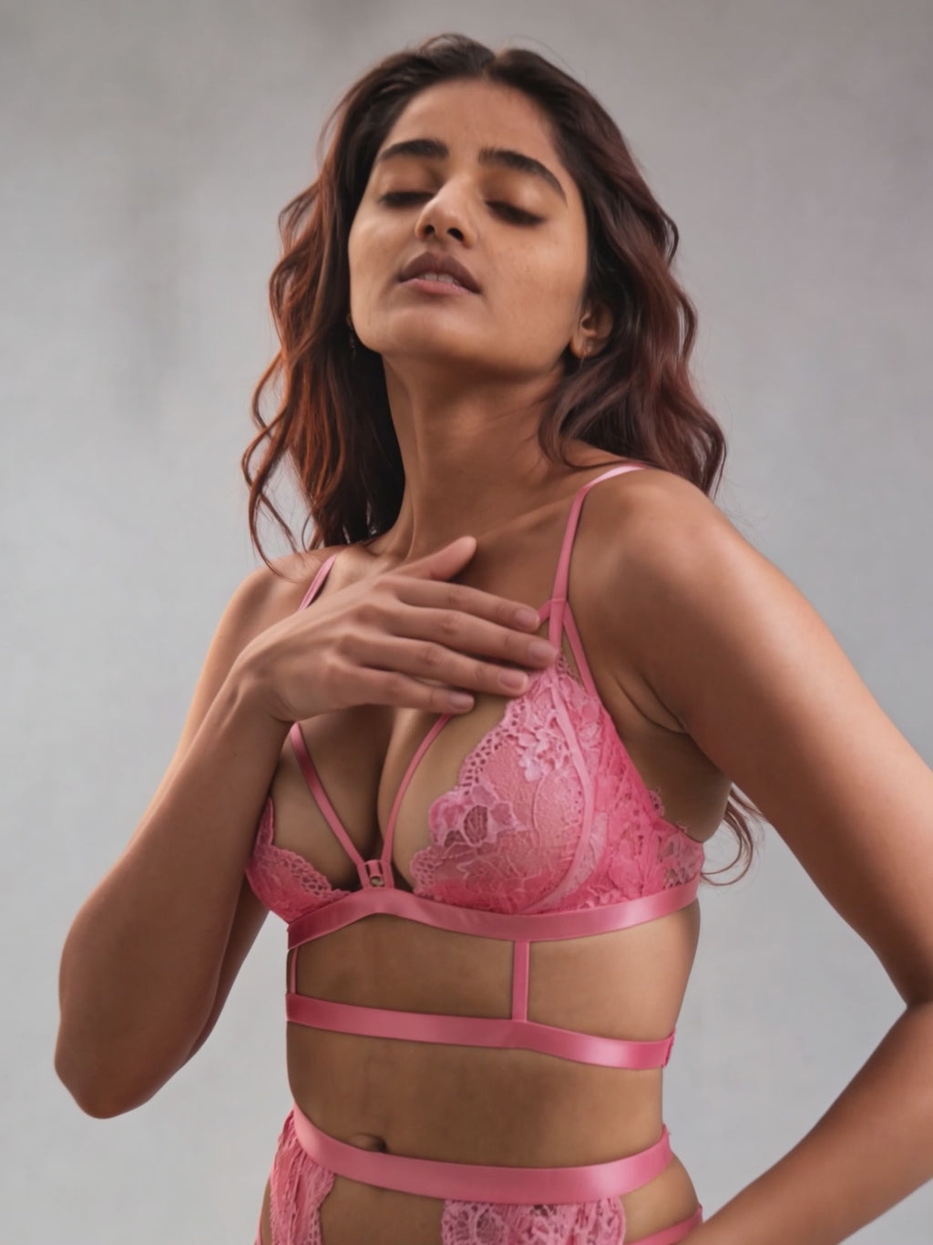 Hot Pink Lace Mesh Babydoll